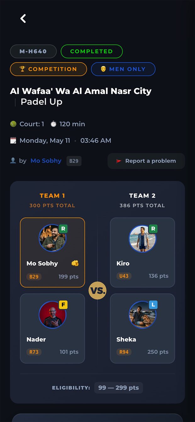 Match details with both teams